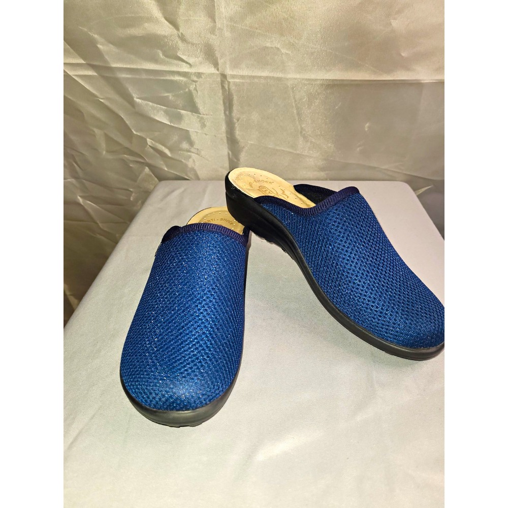 Fly Flot Anti-Shock Women's Blue Mesh Slip-On Mule Wedge Comfort US 8 M